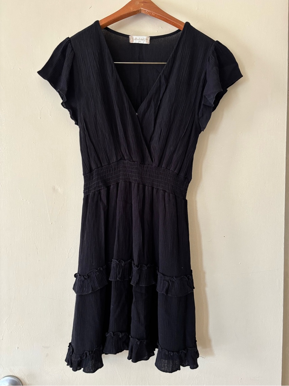 Altar'd State Black V-Neck Ruffle Tiered Mini Dress